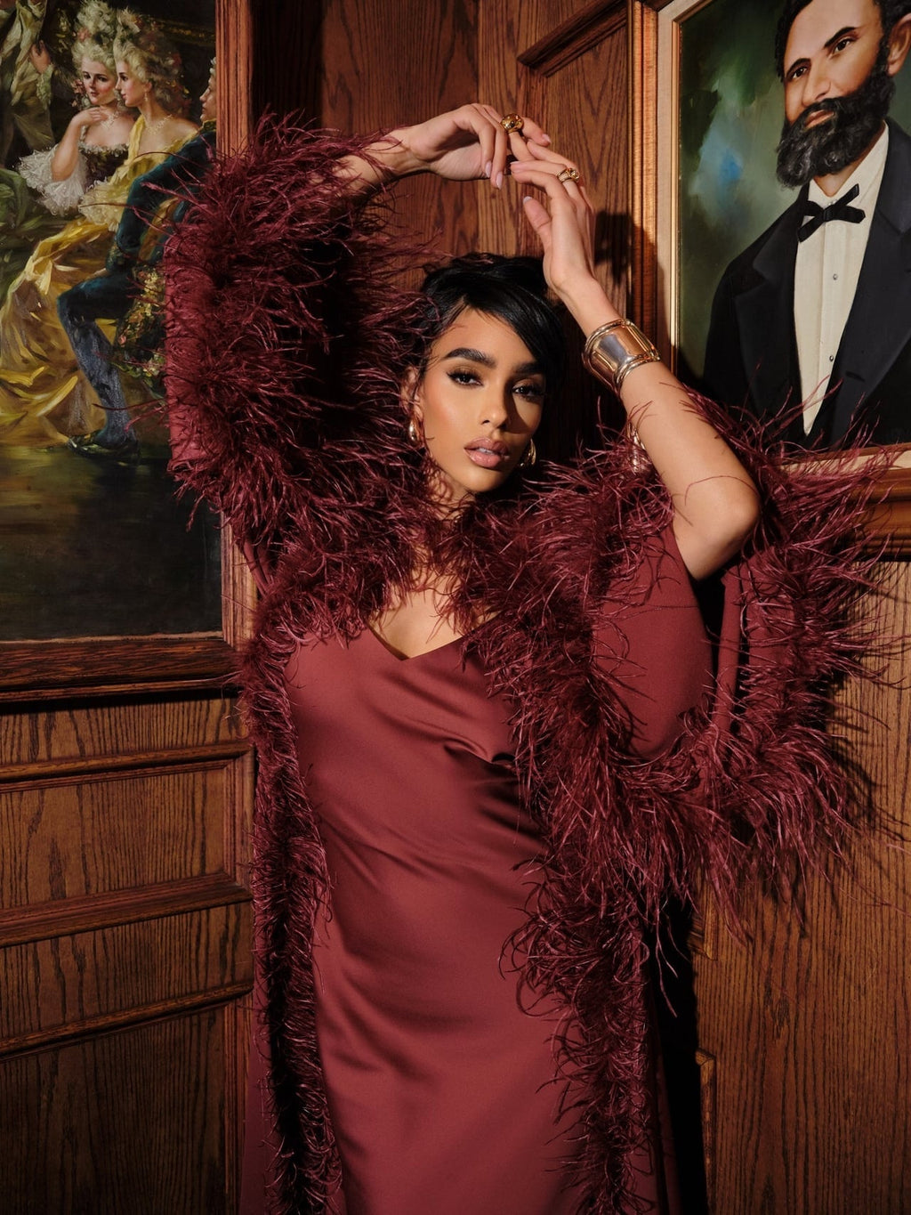 Charlize Kaftan - Crimson (Without train)