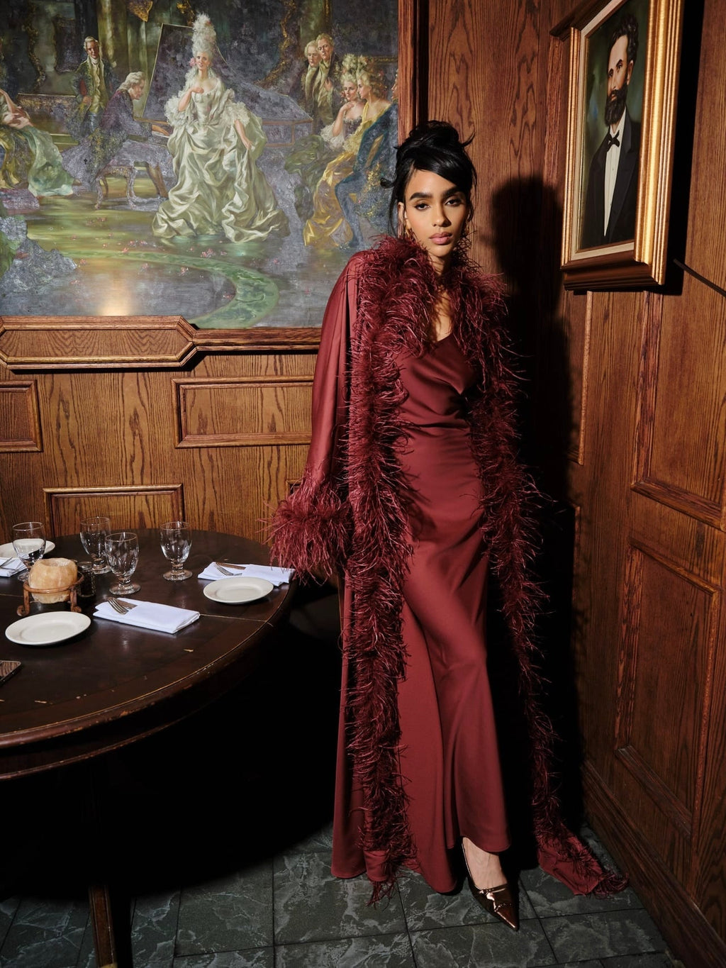 Charlize Kaftan - Crimson (Without train)