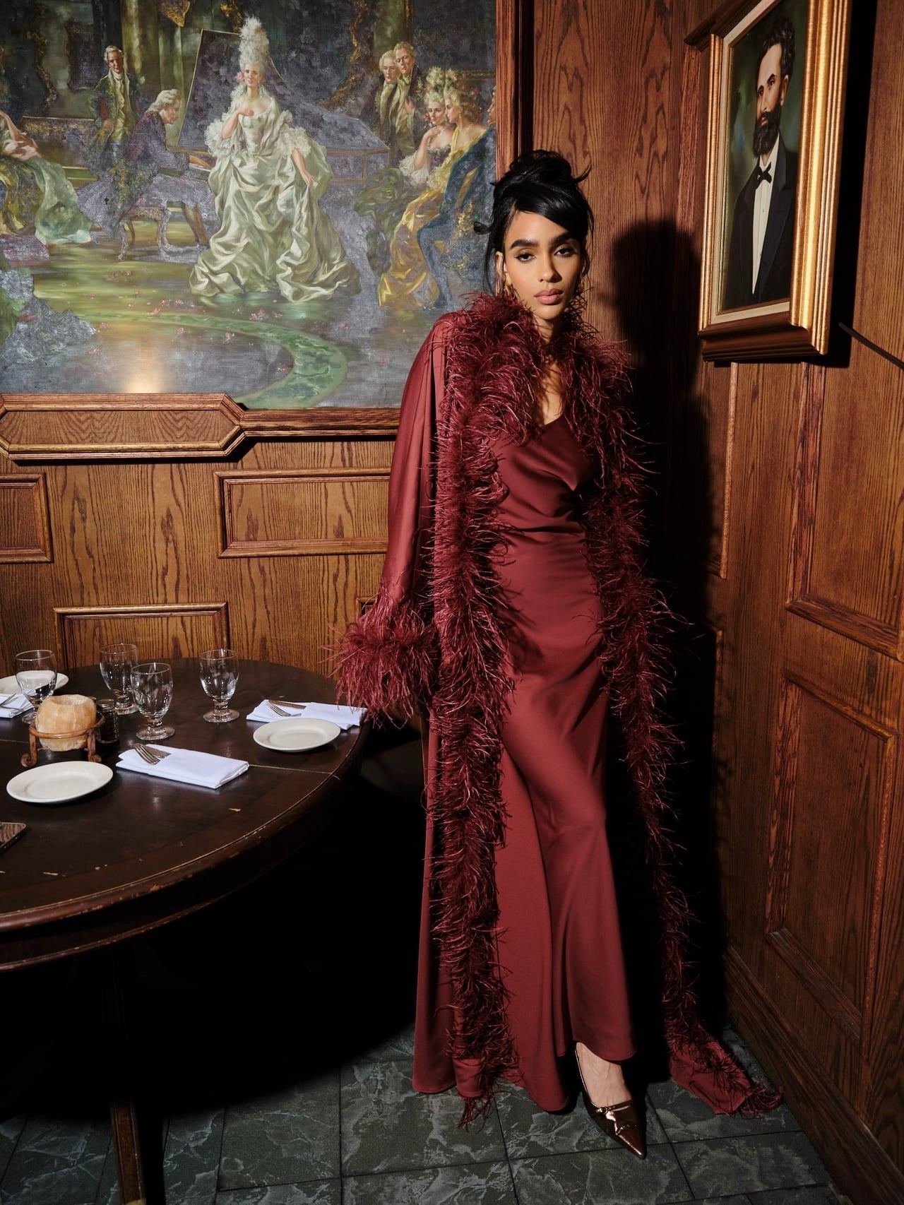 Charlize Kaftan - Crimson (Without train)